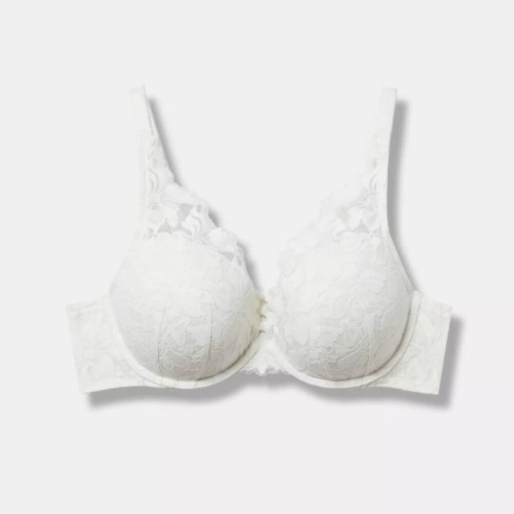 Torrid White XO Plunge Push-Up Plunge Bra, Size 40D NWT